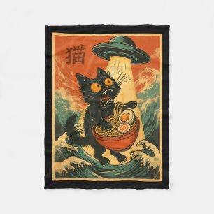 Katze Ramen Ufo Lustiges Japanisches Anime-Shirt M Fleecedecke