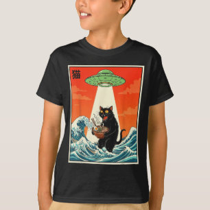 Katze Ramen Ufo Lustiges Japanisches Anime T-Shirt