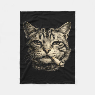 Katze raucht Zigarette Feline Getigert Illustratio Fleecedecke