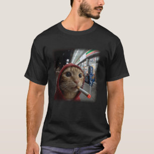 Katze raucht Zigarette Katze Meme Katzenliebhaber T-Shirt