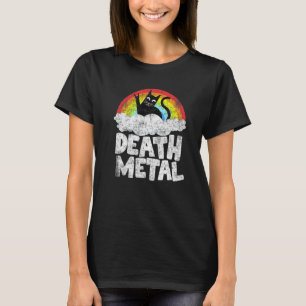 Katze Regenbogen Heavy Metal Band Kinder Goth Tod  T-Shirt