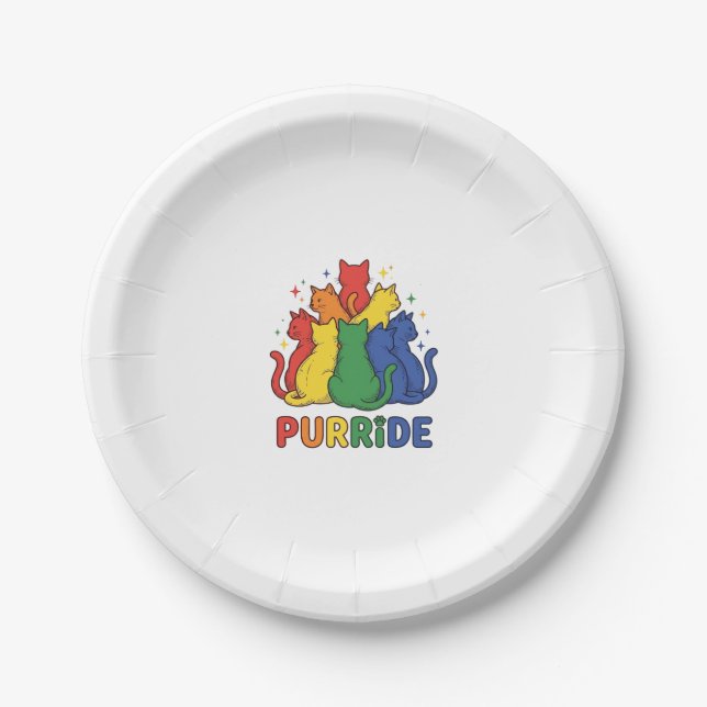 Katze Regenbogen Vintage Vektor Design_1 Pappteller (Vorderseite)
