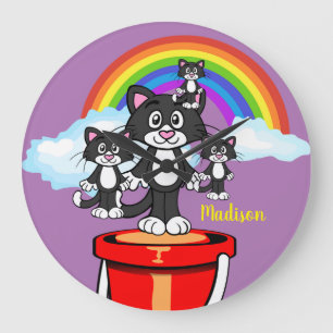 Katze Regenbogen Wolken Uhr