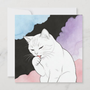 Katze reinigt ihre Pfote Einladung