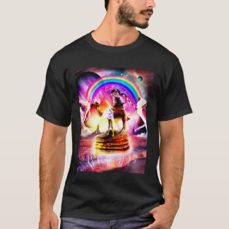 Katze reitet auf Kamel mit Pfannkuchen und Milchsh T-Shirt