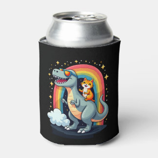 Katze Reitet Dinosaurier T-Rex Kätzchen Regenbogen Dosenkühler