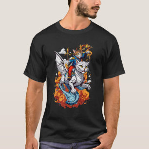 Katze reitet eine Drachenkatze in die Schlacht Gra T-Shirt