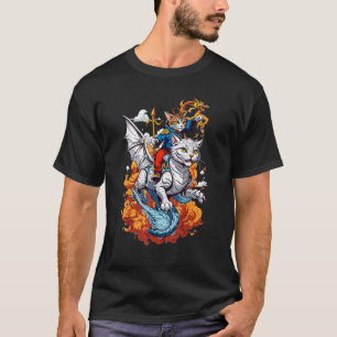Katze reitet eine Drachenkatze in eine Schlacht Gr T-Shirt