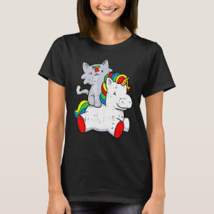 Katze Reitet Einhorn Autismus-Bewusstsein Süßes Pu T-Shirt