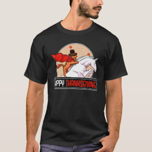 Katze Reitet Einhorn Frohen Erntedankfesttag Magis T-Shirt