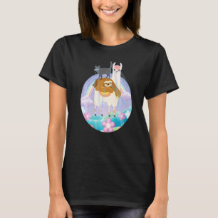 Katze reitet Faultier Faules Faultier Tier Grafi T-Shirt