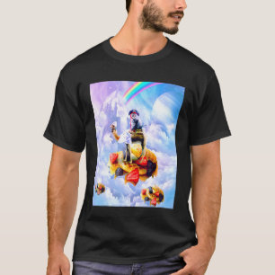 Katze reitet Kamel auf Wolken und Waffeln T-Shirt