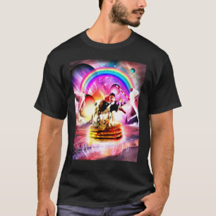 Katze reitet Kuh mit Pfannkuchen und Milchshake T-Shirt