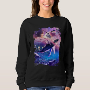 Katze reitet Wal im Weltraum Ozean Sweatshirt