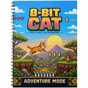 Katze, Retro-8-Bit-Pixel-Art Notizblock