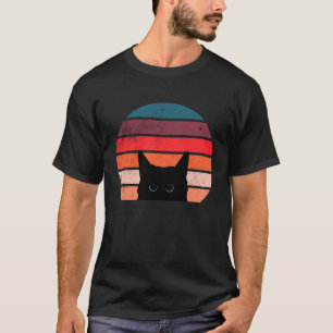 Katze Retro-Stil schwarze Kätzchen Katzen T-Shirt