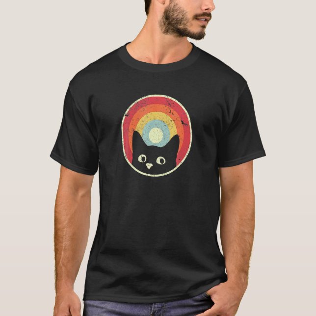Katze Retro Stil T-Shirt (Vorderseite)