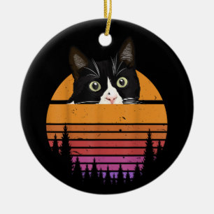 Katze Retro Style Black Cat Vintag Style Kitten Ca Keramik Ornament