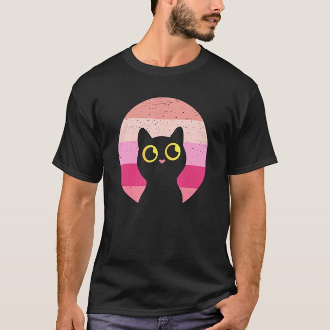 Katze Retro T-Shirt (Vorderseite)