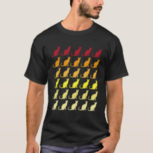 Katze Retro-Tiermuster T-Shirt