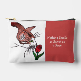 Katze riecht an duftender Rose  Zubehörtasche