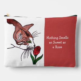 Katze riecht an duftender Rose  Zubehörtasche