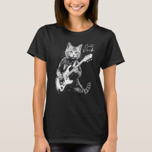 Katze Rock I Rock Katze spielt Gitarre I Lustige G T-Shirt