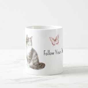 Katze Rosa Schmetterling Träume Kaffeetasse