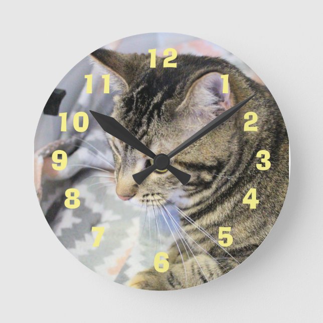 Katze Runde Wanduhr (Vorderseite)