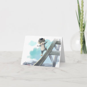 Katze rutscht Eiffelturm hinunter – Paris-Leerkart Dankeskarte