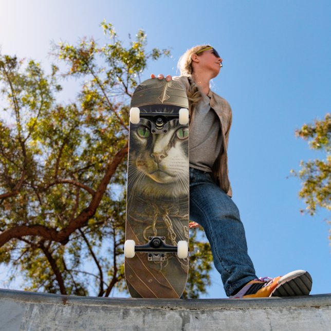 Katze Samurai. Skateboard (Außen 1)
