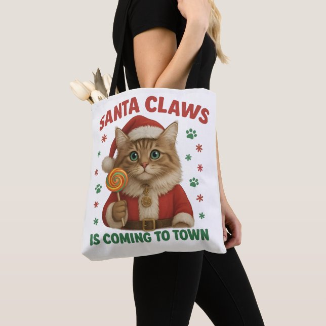 Katze Santa Klauen Tote Tasche (Von Nahem)