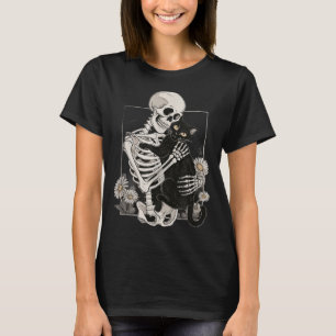 Katze Schädel Kätzchen Süß Skelett Halloween Männe T-Shirt