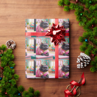 Katze schaut fern geschenkpapier