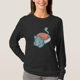 Katze Schlafen Sushi Decken Niedliche Kätzchennahr T-Shirt