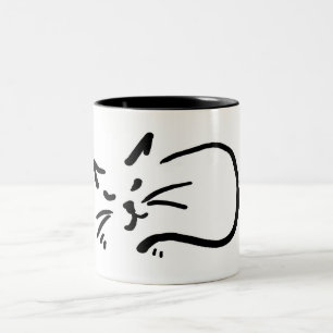 Katze schläft zweifarbige tasse