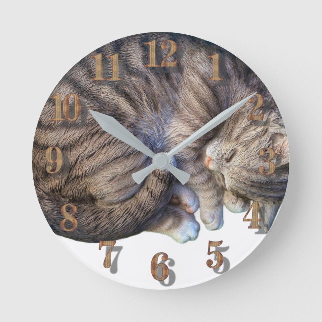 Katze schlief niedlich gemütlich in den Schlaf Runde Wanduhr (Vorderseite)