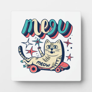 Katze Schlittschuhfahren Meow Fotoplatte