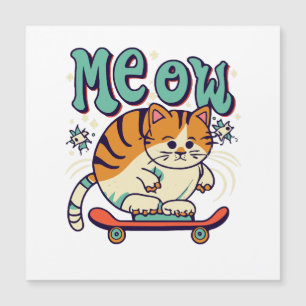 Katze Schlittschuhfahren Miauen Magnetkarte