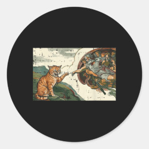 Katze Schöpfung Adams Lustige Meme-Kunst Parodie M Runder Aufkleber