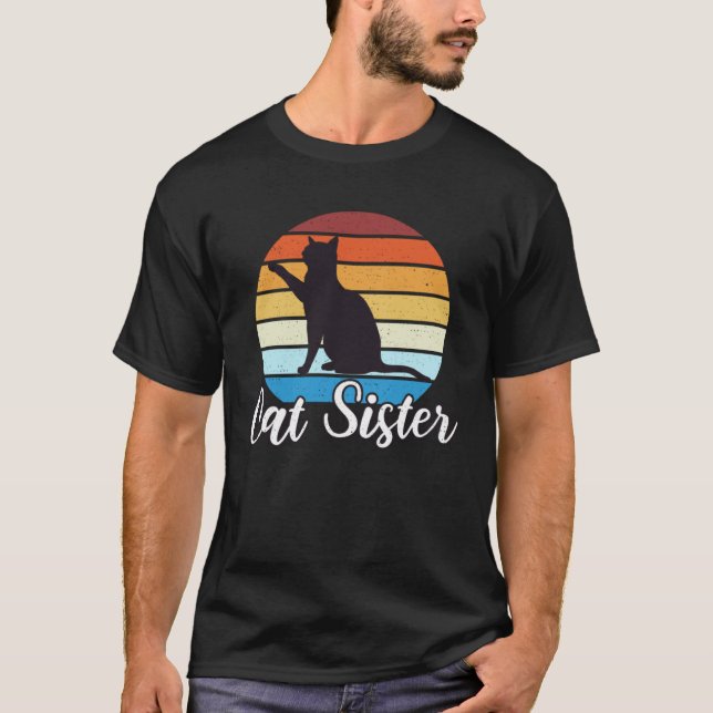 Katze Schwester Retro Vintage T-Shirt (Vorderseite)