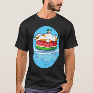 Katze schwimmt auf dem Wasser Katermelon Sommerfer T-Shirt