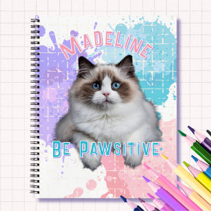 Katze Sei Pawsitiv Rückkehr zur Schule Spiralblock Notizbuch