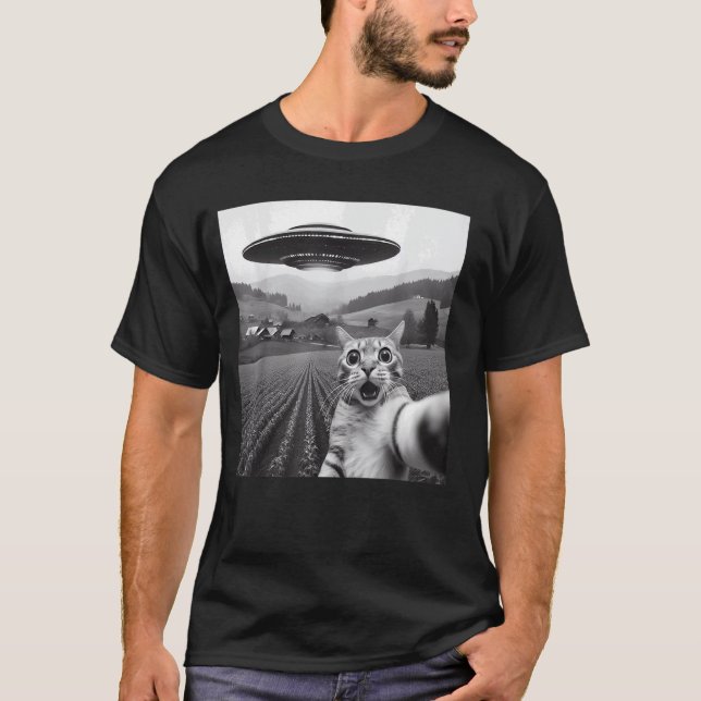 Katze Selfie mit al-ien Funny Cats Geschenke für M T-Shirt (Vorderseite)