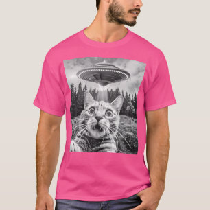 Katze Selfie mit Alien Ufo Funny Cat Frauen T-Shirt