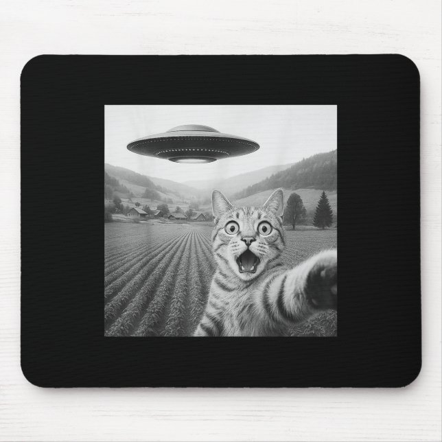 Katze Selfie mit Alien Ufo Funny Cat Geschenke für Mousepad (Vorne)