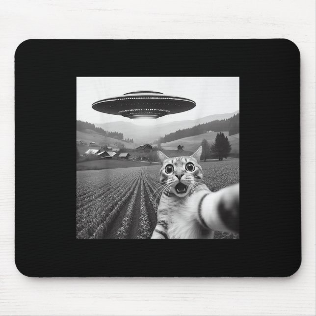 Katze Selfie mit Alien Ufo Funny Cat Geschenke für Mousepad (Vorne)