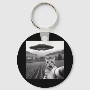 Katze Selfie mit Alien Ufo Funny Cat Geschenke für Schlüsselanhänger
