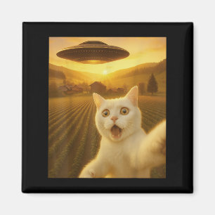 Katze Selfie mit Alien Ufo Funny Cats Geschenke fü Magnet