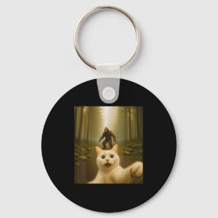 Katze Selfie mit Bigfoot Funny Cats Geschenke für Schlüsselanhänger